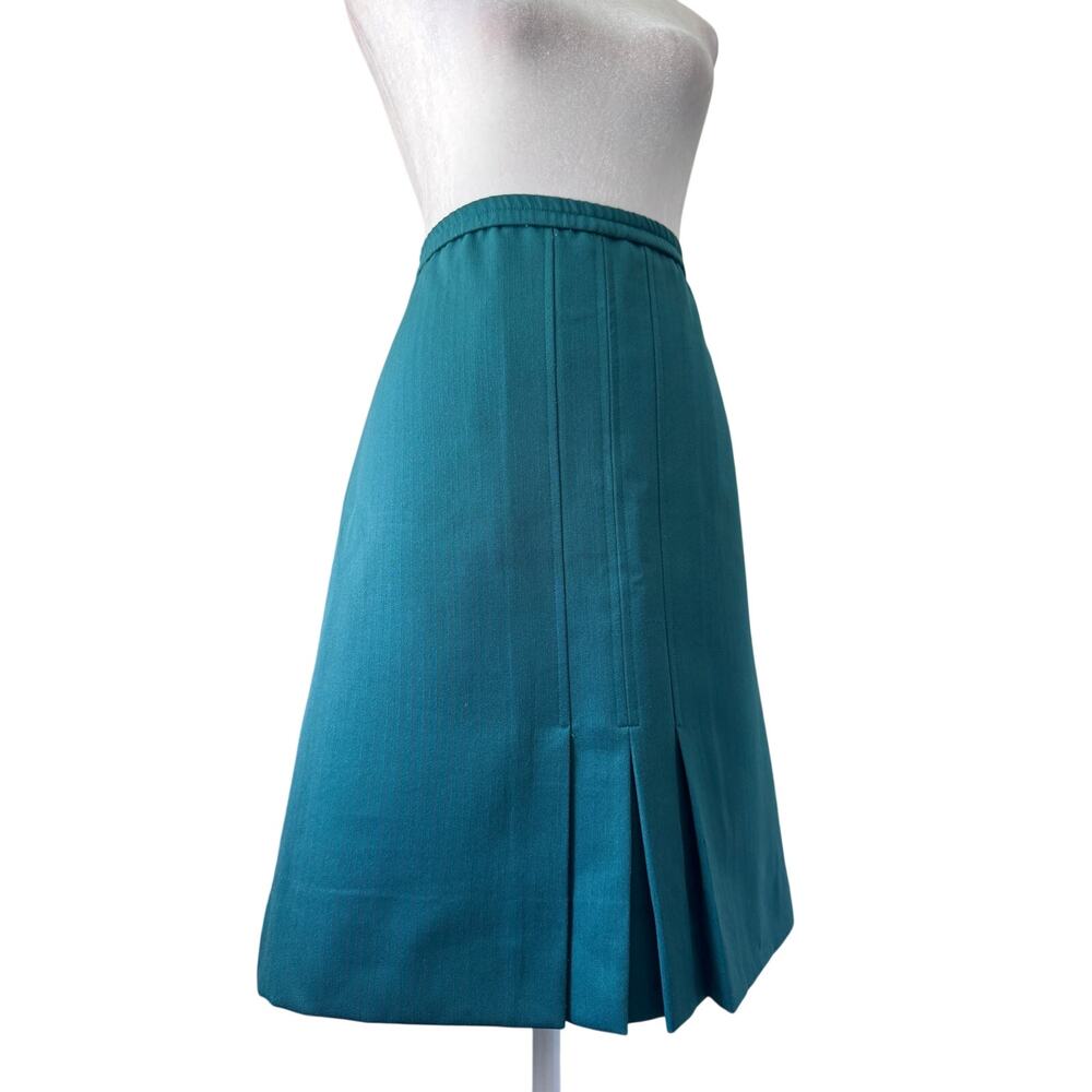 Vintage ‘90s Da-Rue of California Teal Pleated Knee Length Skirt